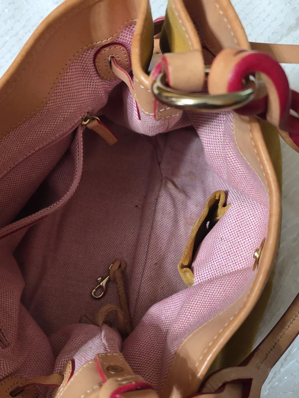 Dooney&Bourke Gold Suede Large Shoulder Bag
